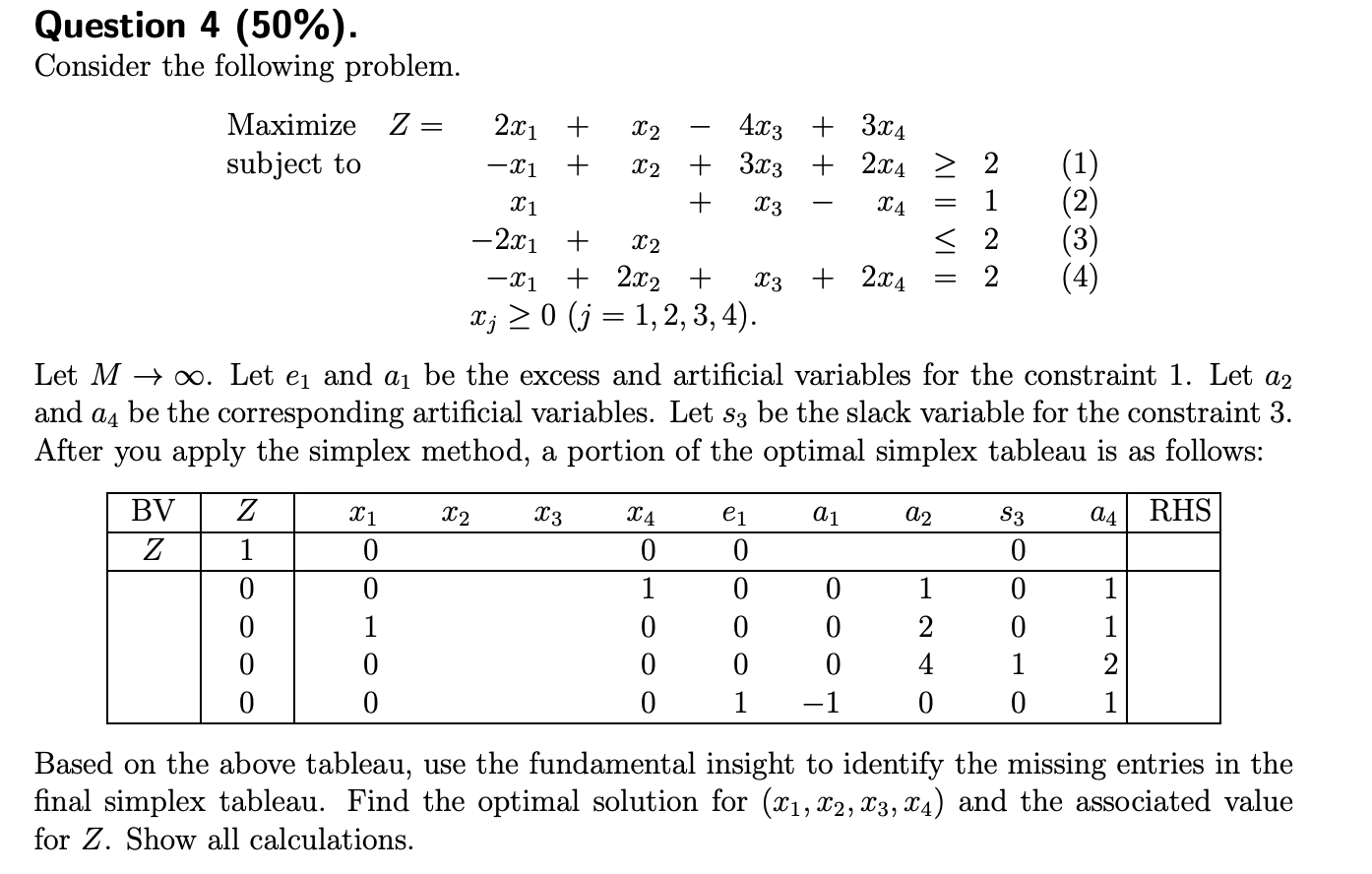 Question 4 (50%). Consider the following problem.