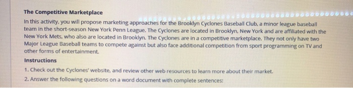 answer the first question only. The Competitive