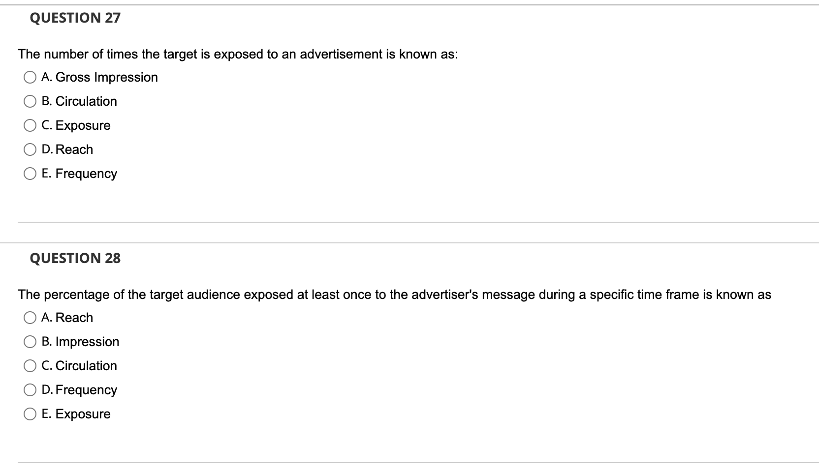 QUESTION 27 The number of times the target is