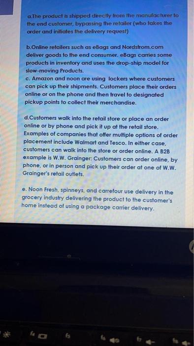 Identify the distribution network adopted by the