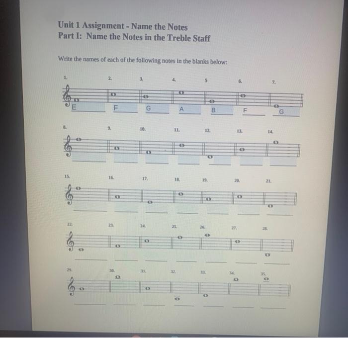 Unit 1 Assignment - Name the Notes Part I: Name