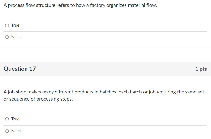 A process flow structure refers to how a factory