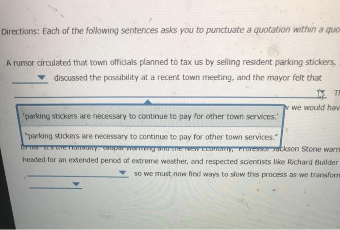 quotation marks activity for my business class