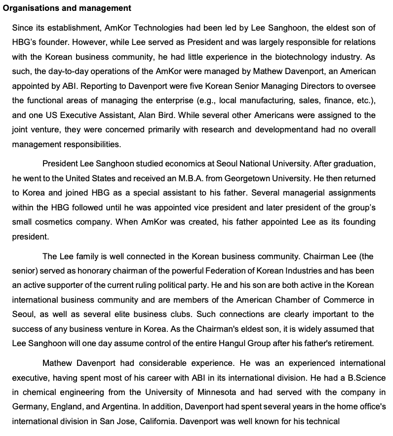 PLEASE ANSWER QUESTION 3, Thank You!. Case: Amkor