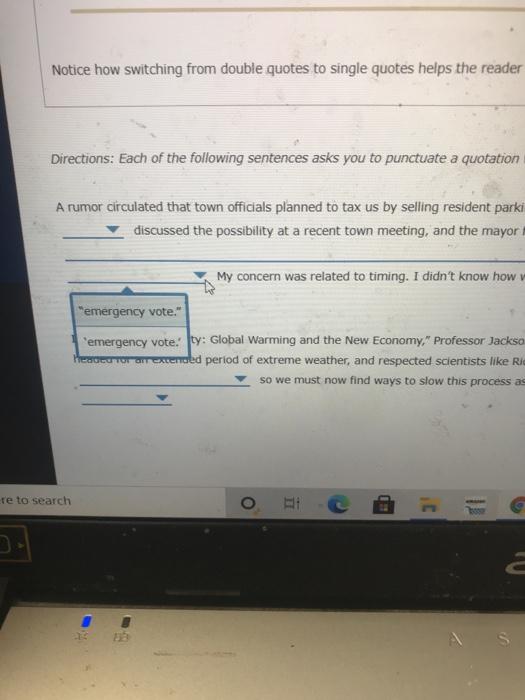 quotation marks activity for my business class