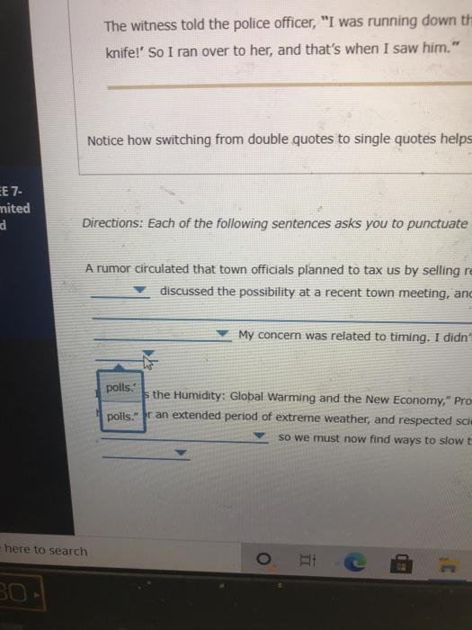 quotation marks activity for my business class