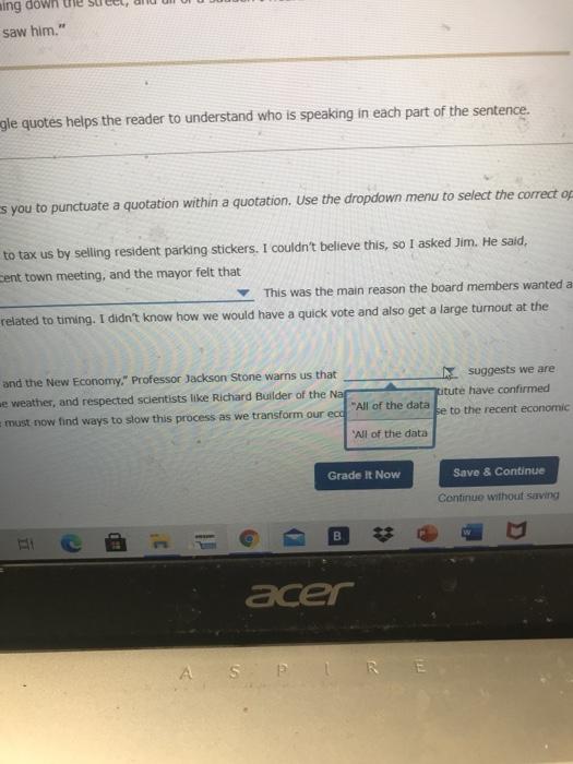 quotation marks activity for my business class