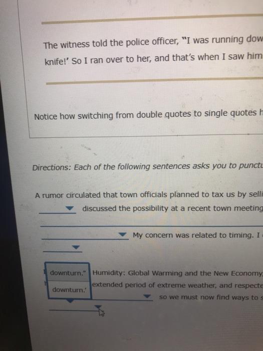 quotation marks activity for my business class