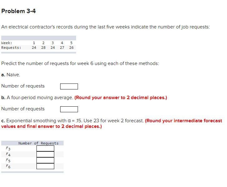 Problem 3-4 An electrical contractor's records