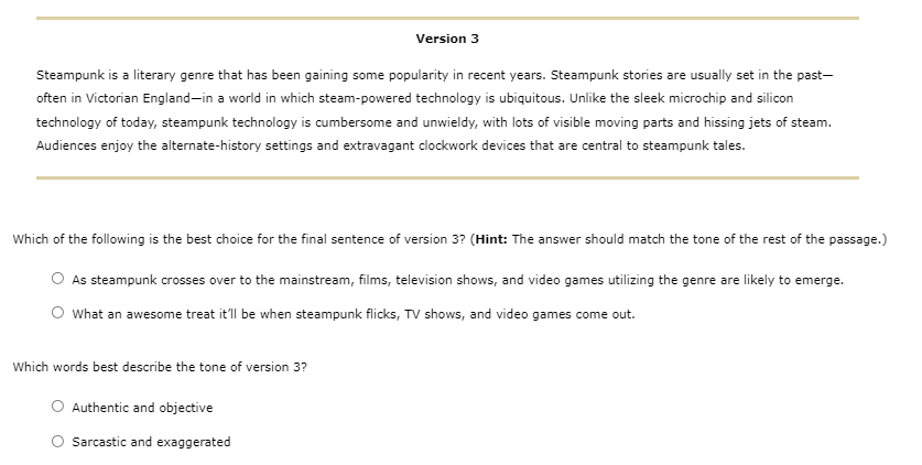 Version 2 For some reason, steampunk, which is an