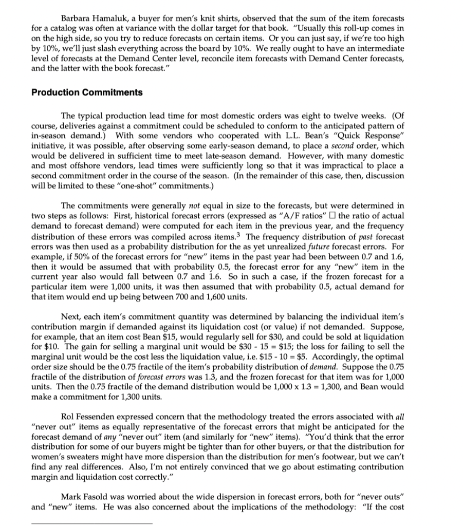 L.L. Bean, Inc. Item Forecasting and Inventory