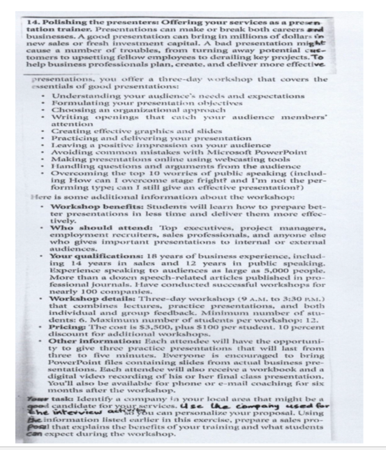 Q: Prepare a Proposal for offering training for