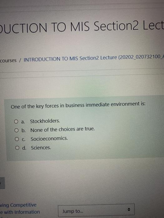 DUCTION TO MIS Section2 Lect courses /
