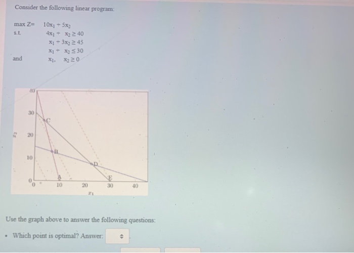 Consider the following linear program: max Z= 10x