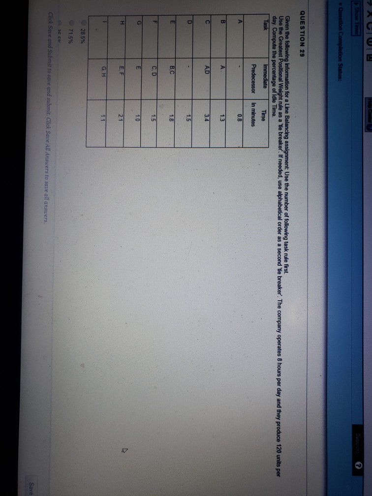 CU Show Timer Question Completion Status: