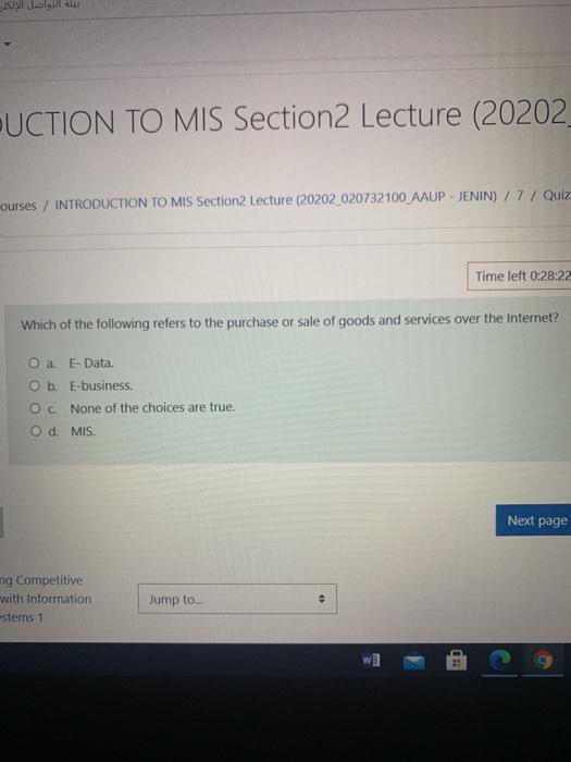 -UCTION TO MIS Section2 Lecture (20202 ourses /