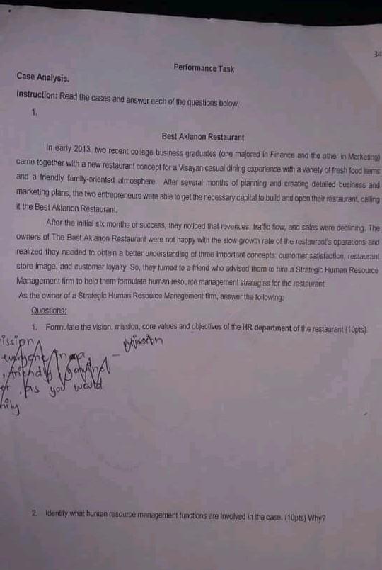 Case Analysis Performance Task Case Analysis.