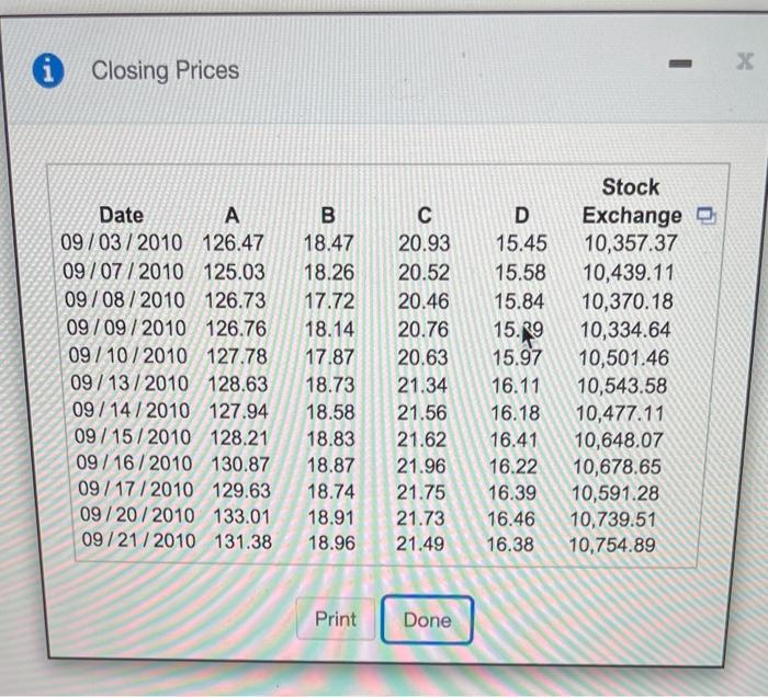 The accompanying dataset provides the closing