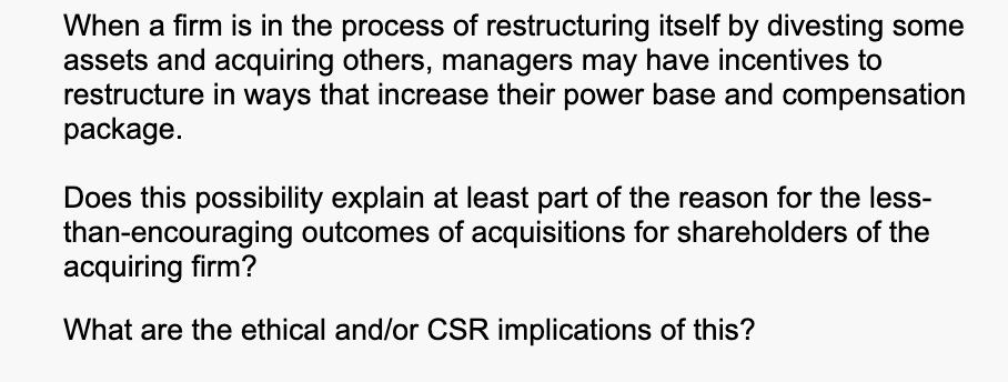 When a firm is in the process of restructuring