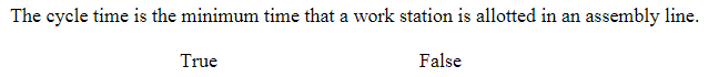 The cycle time is the minimum time that a work