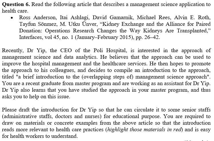 Question 6. Read the following article that