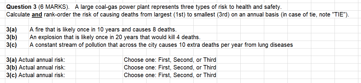 Question 3 (6 MARKS). A large coal-gas power