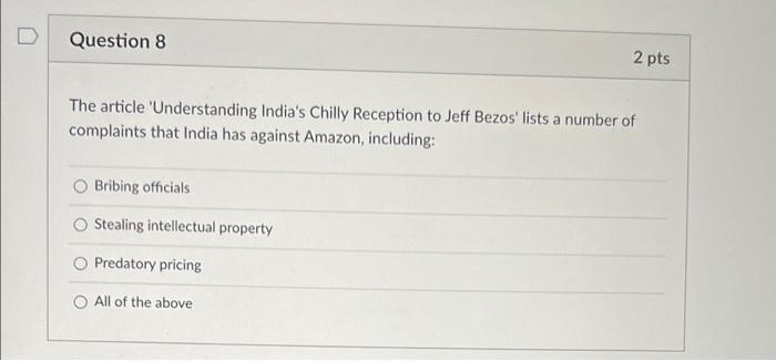 Question 8 2 pts The article 'Understanding