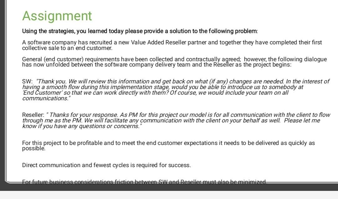 Assignment Using the strategies, you learned