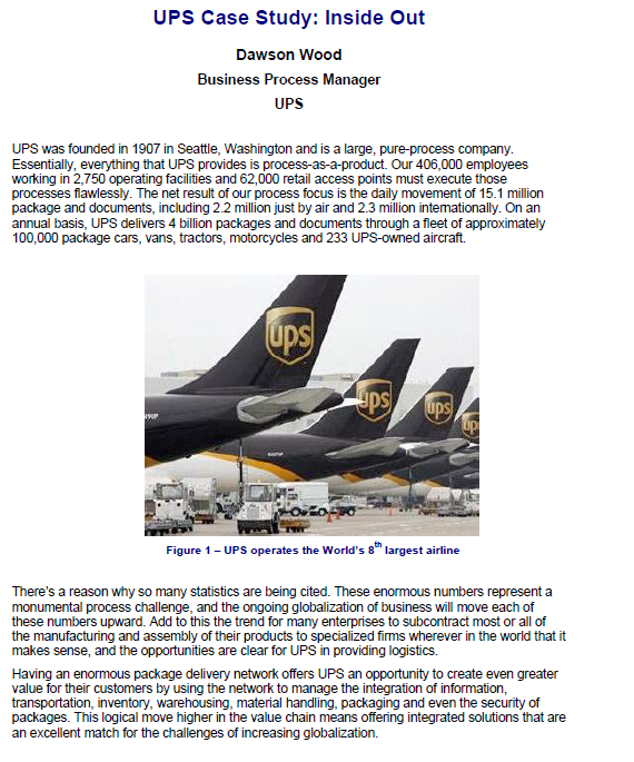 f) What are UPS expectations from involvement in