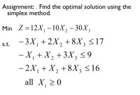 Assignment: Find the optimal solution using the