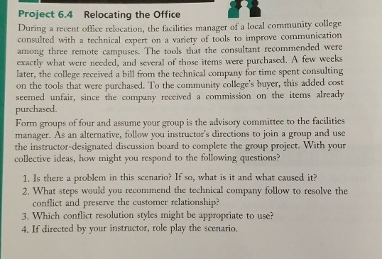 Project 6.4 Relocating the Office During a recent