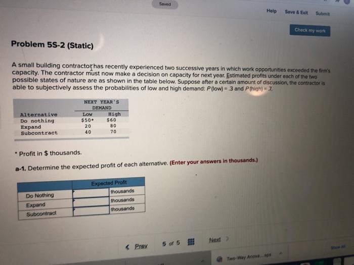 Saved Help Save & Edt Suben Check my work Problem