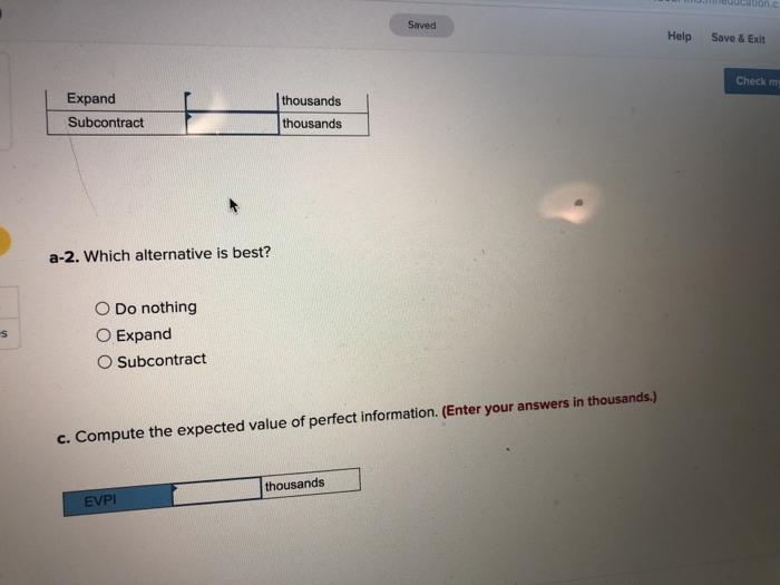 Saved Help Save & Edt Suben Check my work Problem