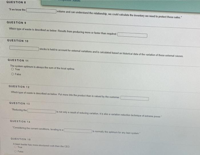 QUESTION 8 " we know the volume and can