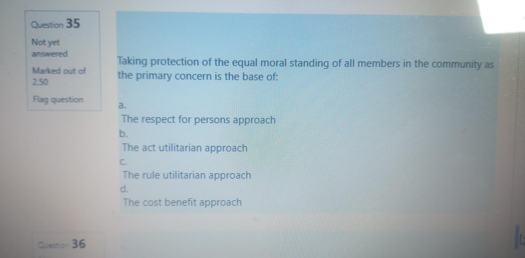 Question 35 Not yet answered Marked out of 2.50