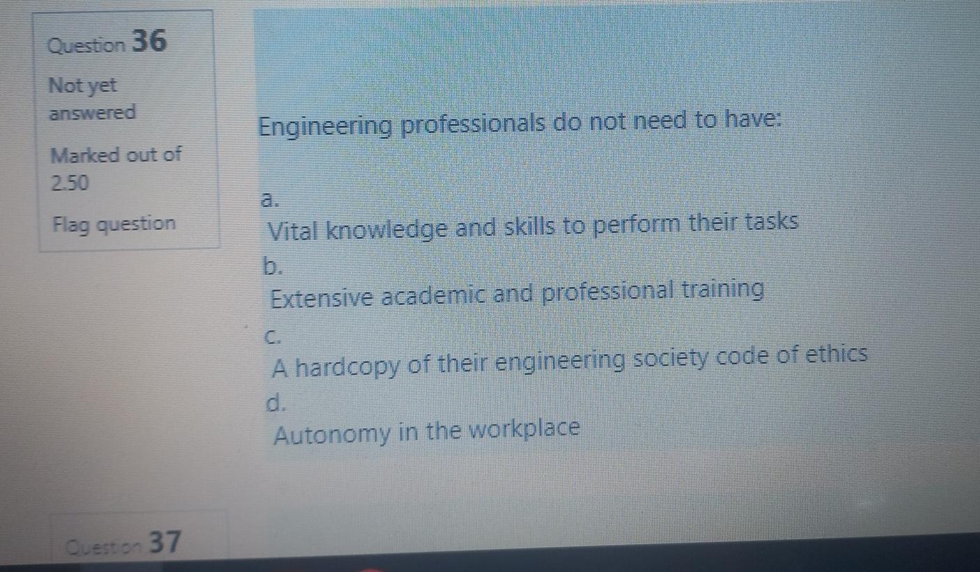 Question 35 Not yet answered Marked out of 2.50