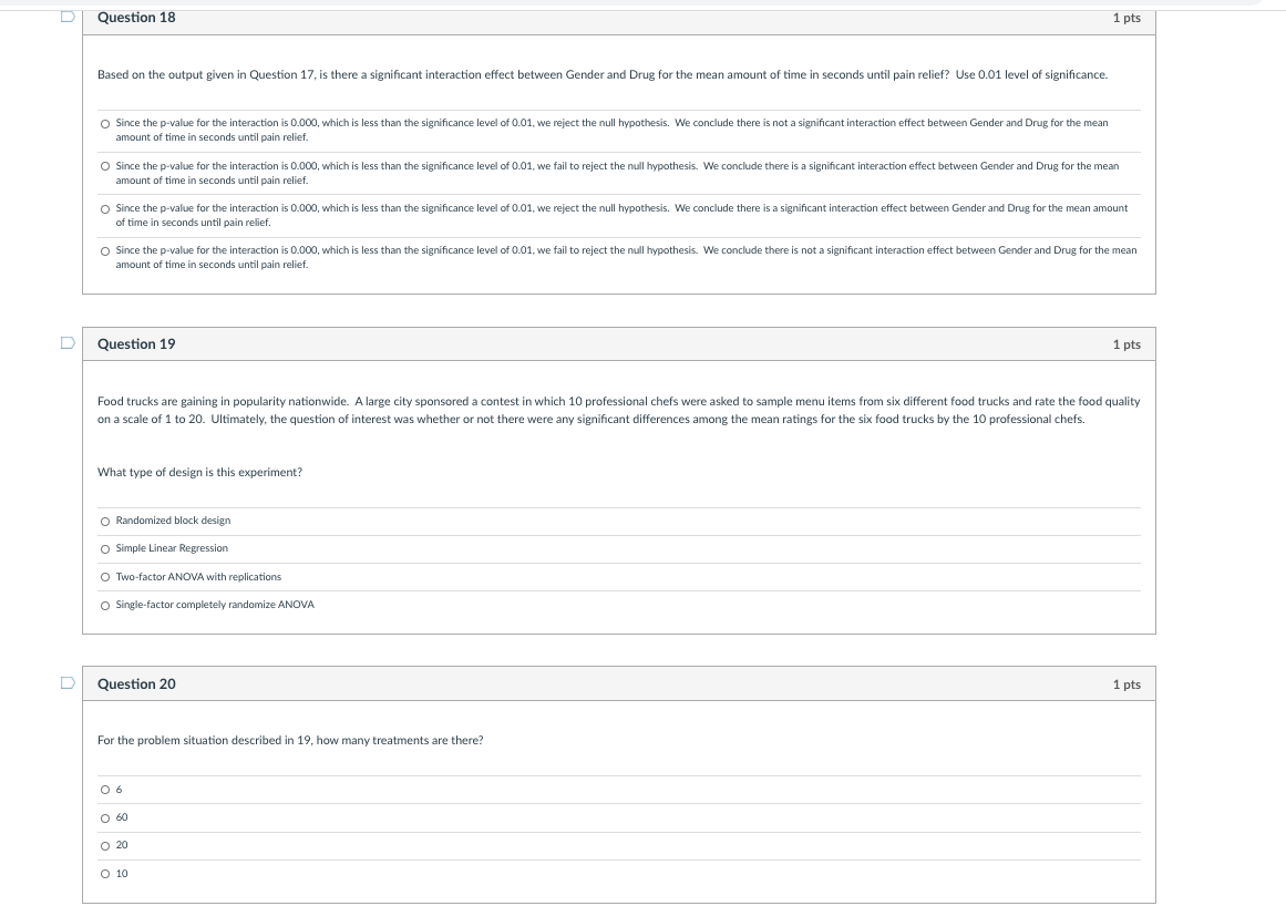 Question 17 1 pts An experiment involving 24