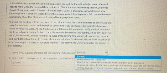 A French business owner hires you to help prepare