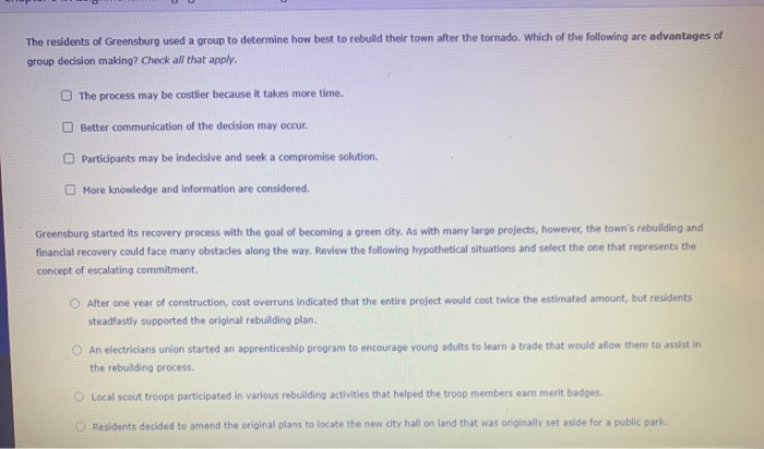 The residents of Greensburg used a group to