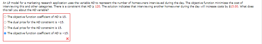 An LP model for a marketing research application