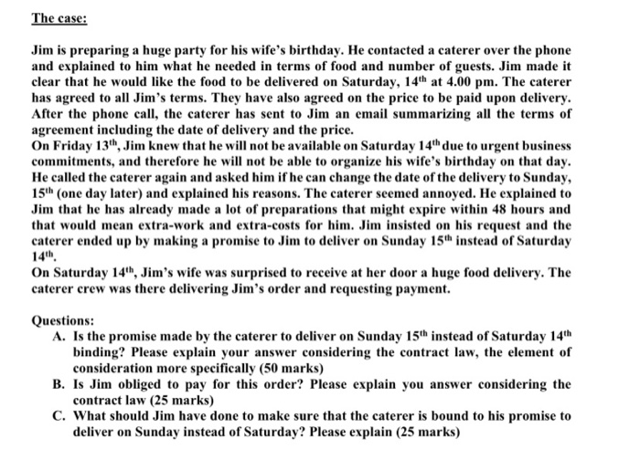 The case: Jim is preparing a huge party for his