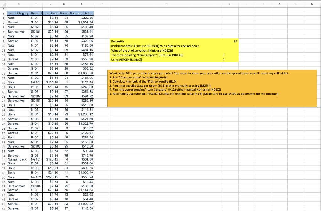 Percentile 87 Rank (rounded): [Hint: use ROUND()