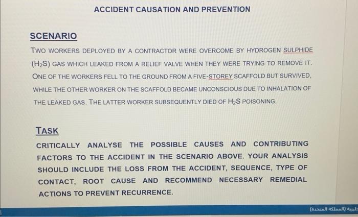 Not more than 1000 words ACCIDENT CAUSATION AND