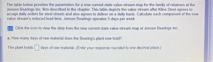 The table below provides the parameters for a new