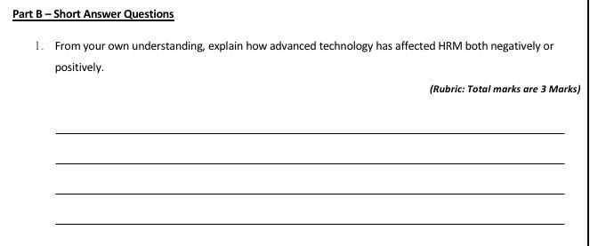 Part B - Short Answer Questions 1. From your own