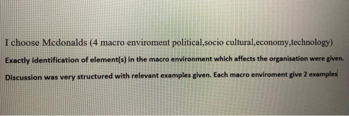 I choose Mcdonalds (4 macro enviroment