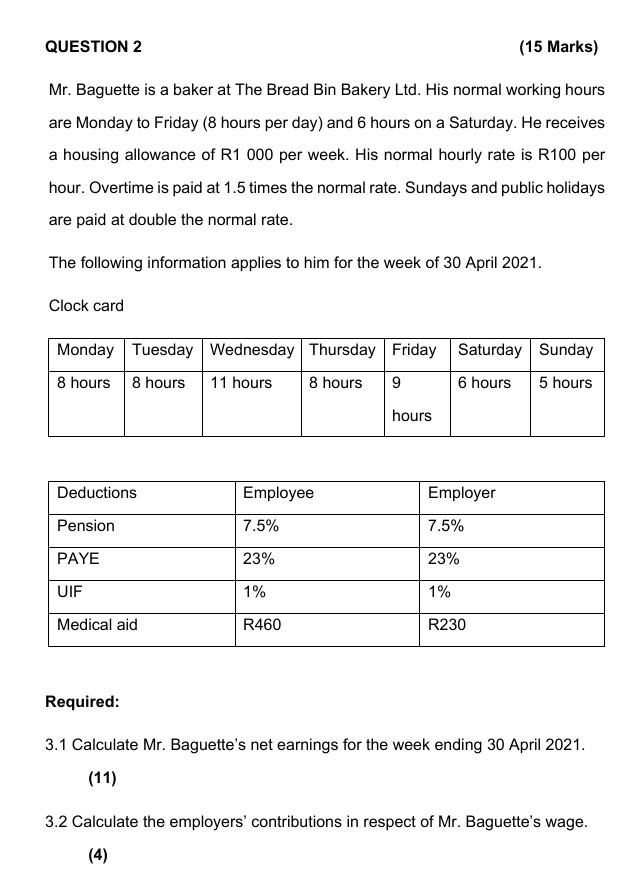 Cost and financial management QUESTION 2 (15