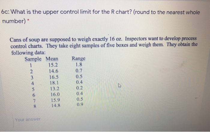 6c: What is the upper control limit for the R