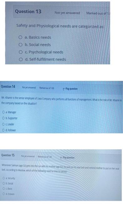 Multiple Choice | very important Question 13 Not
