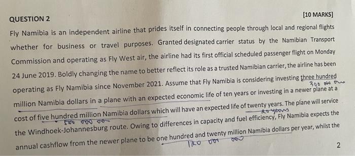 it's one question. QUESTION 2 [10 MARKS] Fly